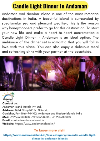 Candle Light Dinner In Andaman