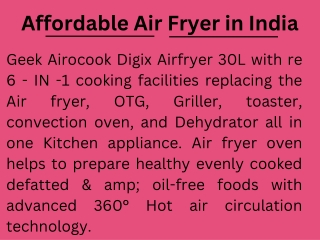 Geek Digix Air fryer 30 ltr