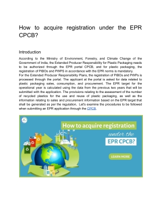 How to acquire registration under the EPR CPCB?