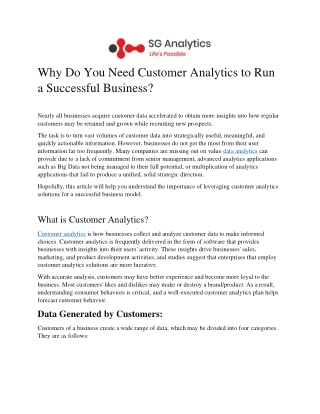 Why Do You Need Customer Analytics to Run a Successful Business