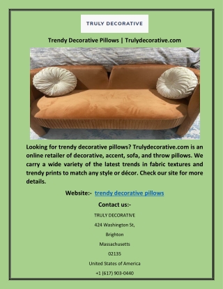 Trendy Decorative Pillows | Trulydecorative.com