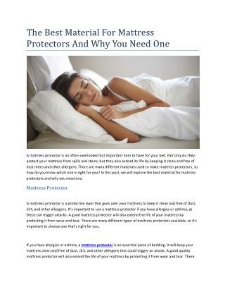 The Best Material For Mattress Protectors And Why You Need One