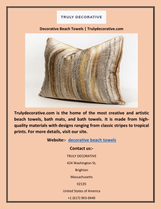 Decorative Beach Towels | Trulydecorative.com