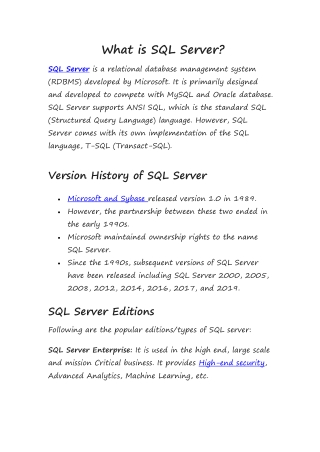 What is SQL Server