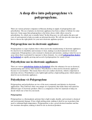 A deep dive into polypropylene vs polypropylene.