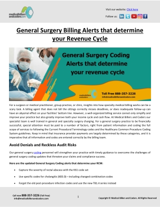 General Surgery Billing Alerts that determine your Revenue Cycle