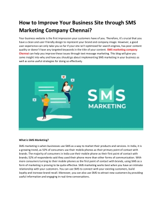 How to Improve Your Business Site through SMS Marketing Company Chennai