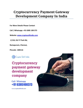Cryptocurrency Payment Gateway Development Company