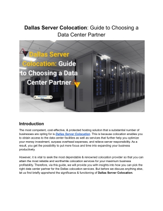 Dallas Server Colocation_ Guide to Choosing a Data Center Partner