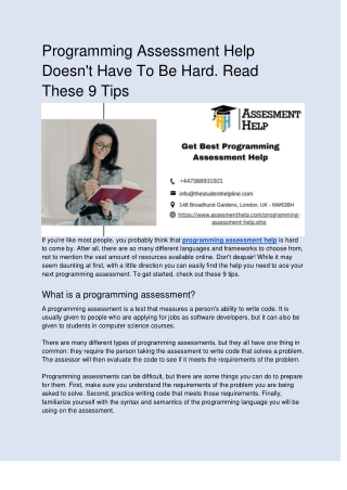 Programming Assessment Help Doesn't Have To Be Hard. Read These 9 Tips