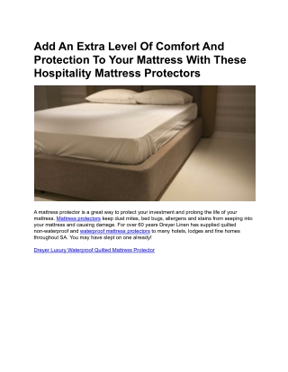 Add An Extra Level Of Comfort And Protection To Your Mattress With These Hospitality Mattress Protectors