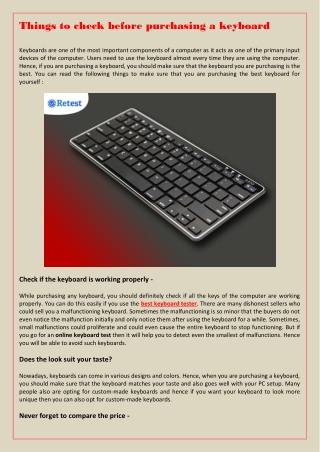 Things to check before purchasing a keyboard