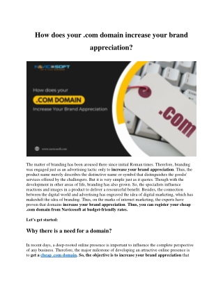 How does your .com domain increase your brand appreciation