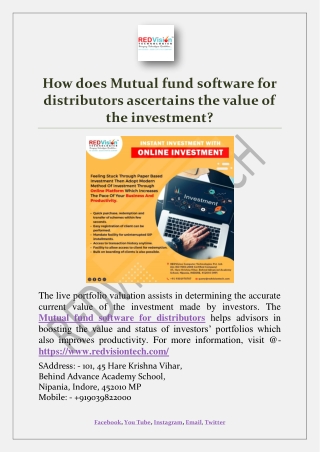 How does Mutual fund software for distributors ascertains the value of the investment