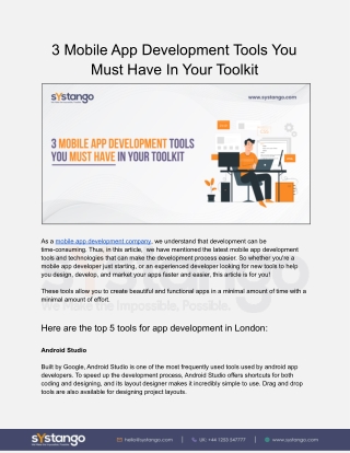 3 Mobile App Development Tools You Must Have In Your Toolkit