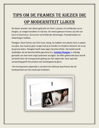 Tips om de frames te kiezen die op moderniteit lijken