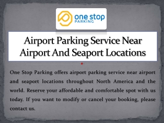 Airport Parking Service Near Airport And Seaport Locations