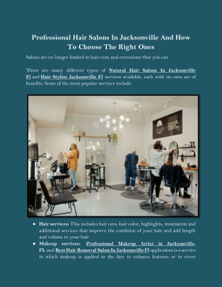 Professional Hair Salons In Jacksonville And How To Choose The Right Ones