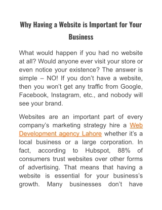 Why Having a Website is Important for Your Business