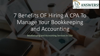 Benefits of Hiring A CPA To Manage Your Bookkeeping & Accounting