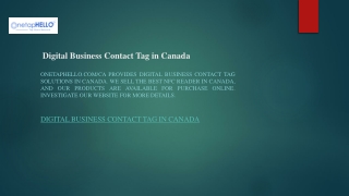 Digital Business Contact Tag in Canada  Onetaphello.com ca