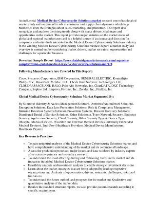 Medical Device Cybersecurity Solutions Market