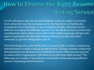 How to Choose the Right Resume Writing Service