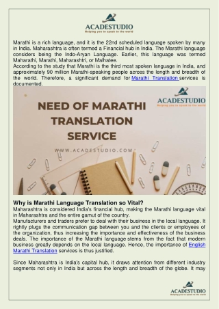 Need Of Marathi Translation Service
