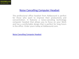 Noise Cancelling Computer Headset  Addasound.com