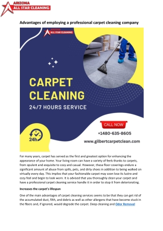 Advantages of employing a professional carpet cleaning company