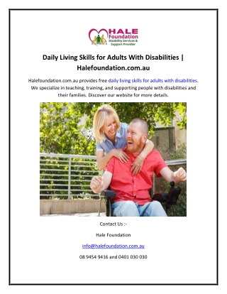 Daily Living Skills for Adults With Disabilities  Halefoundation.com.au