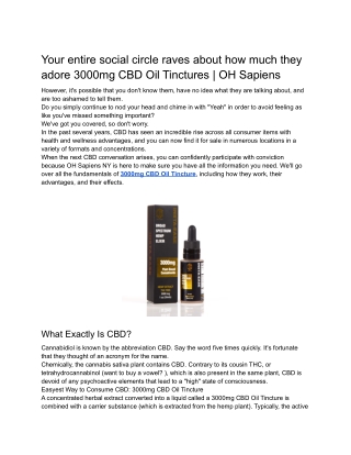 Your entire social circle raves about how much they adore 3000mg CBD Oil Tinctures _ OH Sapiens