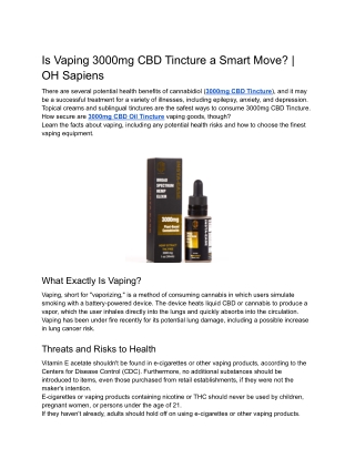 Is Vaping 3000mg CBD Tincture a Smart Move_ _ OH Sapiens