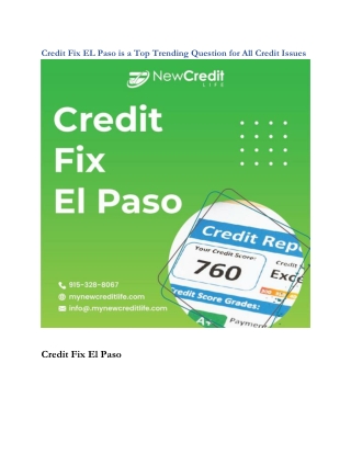 Credit Fix EL Paso is a Top Trending Question for All Credit Issues