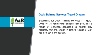 Deck Staining Services Tigard Oregon   Ar-refinishingservices.com