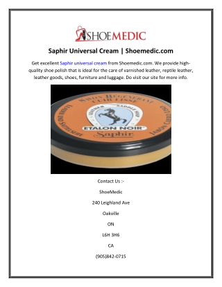 Saphir Universal Cream  Shoemedic.com
