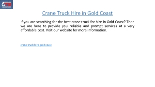 Crane Truck Hire in Gold Coast  Otmtransport.com.au