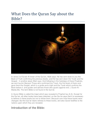 What Does the Quran Say about the Bible?