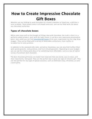 How to Create Impressive Chocolate Gift Boxes