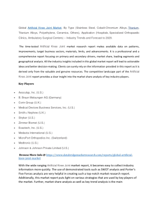 Artificial Knee Joint Market