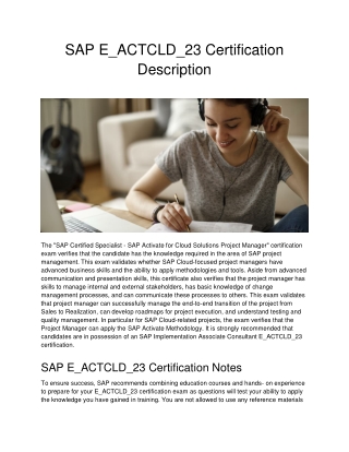 PPT - SAP E_ACTCLD_23 Certification Description PowerPoint Presentation Sns-Brigh10