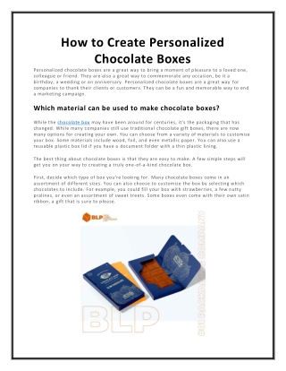 How to Create Personalized Chocolate Boxes