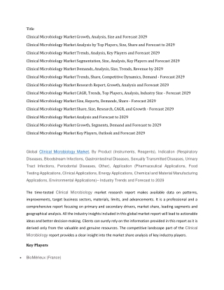 Clinical Microbiology Market