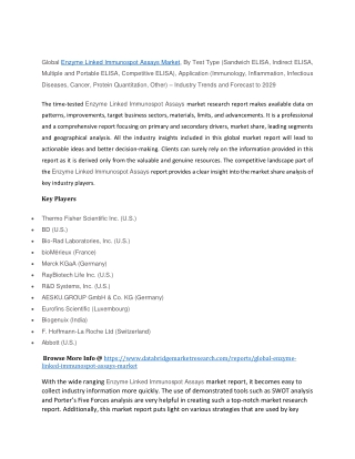 Enzyme Linked Immunospot Assays Market