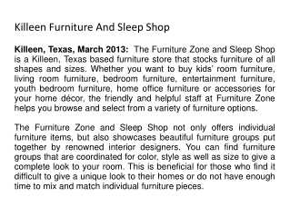 Killeen Furniture And Sleep Shop