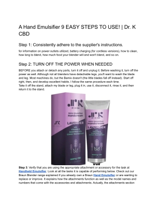 A Hand Emulsifier 9 EASY STEPS TO USE! _ Dr. K CBD