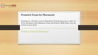 Prometric Exam for Pharmacist  Prometricmcq.com