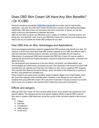 Does CBD Skin Cream UK Have Any Skin Benefits_ _ Dr. K CBD