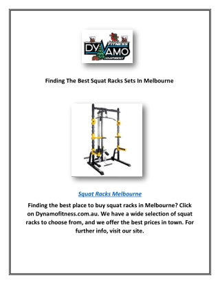 Finding The Best Squat Racks Sets In Melbourne