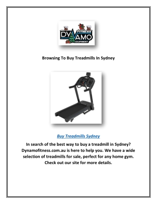 Browsing To Buy Treadmills In Sydney